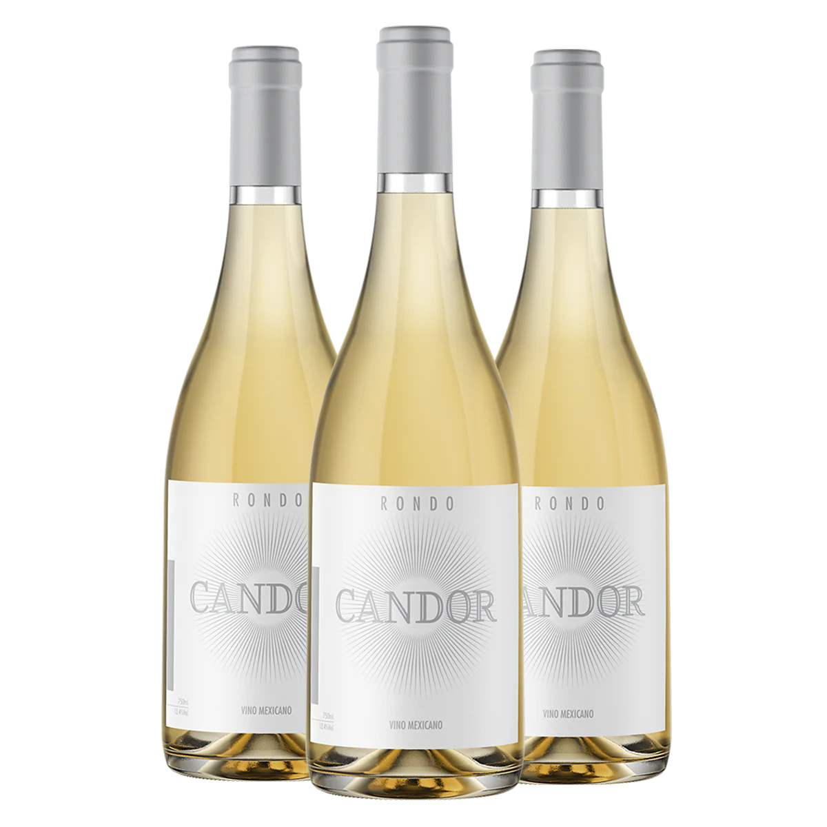 Tres botellas de vino mexicano del Valle de Guadalupe Candor