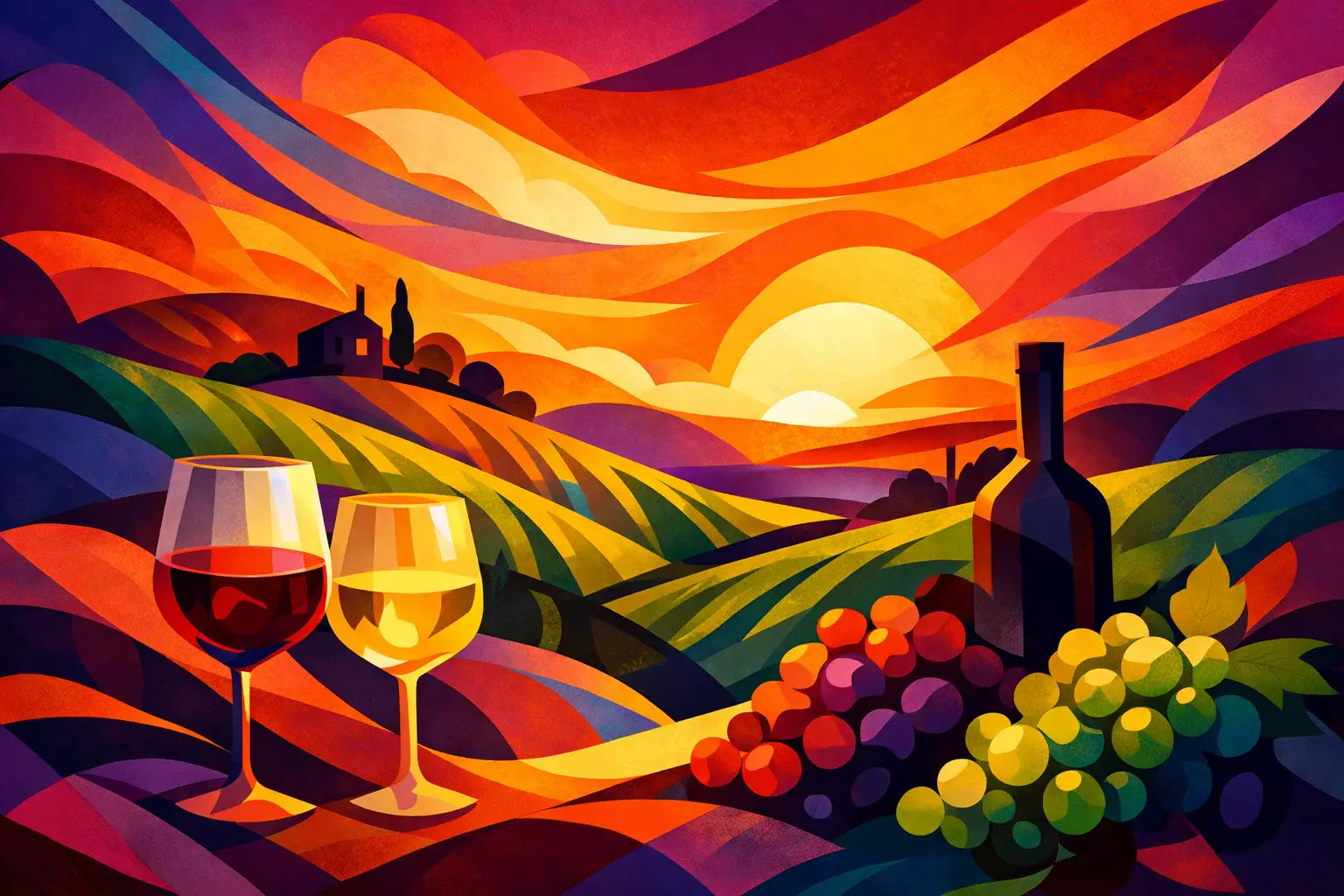 Experiencia de degustación al atardecer en viñedo